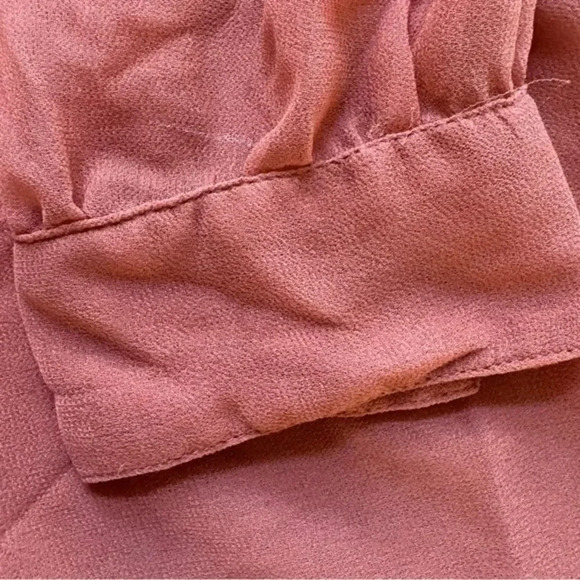 ASOS Orange Sheer Blouse Top Long Sleeve Neck Tie Smocked 14 - Picture 10 of 11